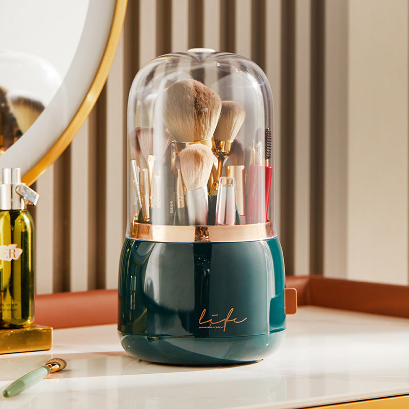 Rotating Makeup Brush Storage Tube Dustproof Eyeshadow Brush Bucket Desktop Shelf Lipstick Case Pencil Holder