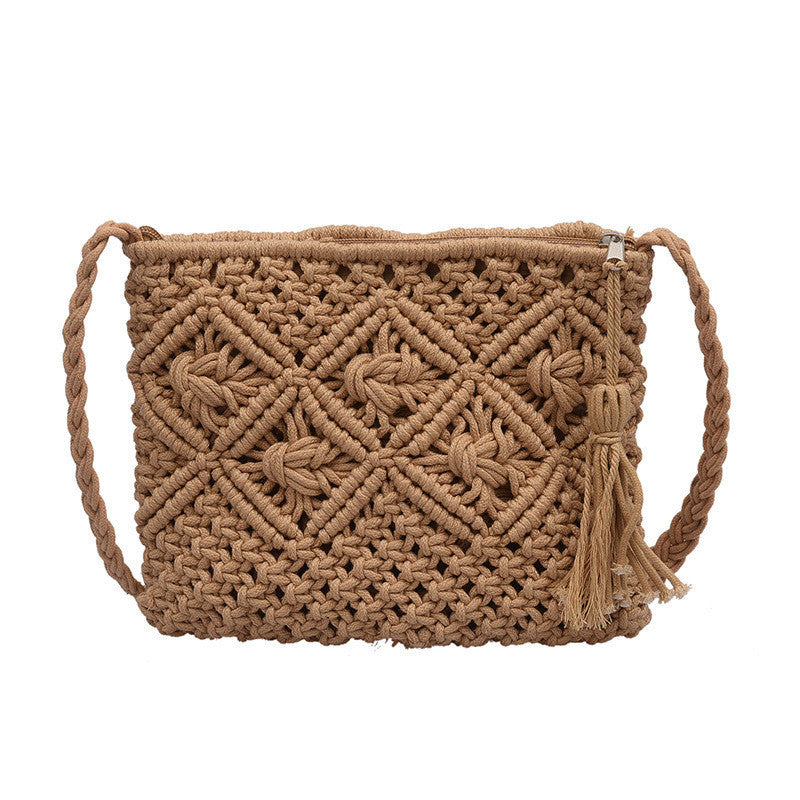Woven Straw Bag Hand Bag Female Bag Hollow Tassel