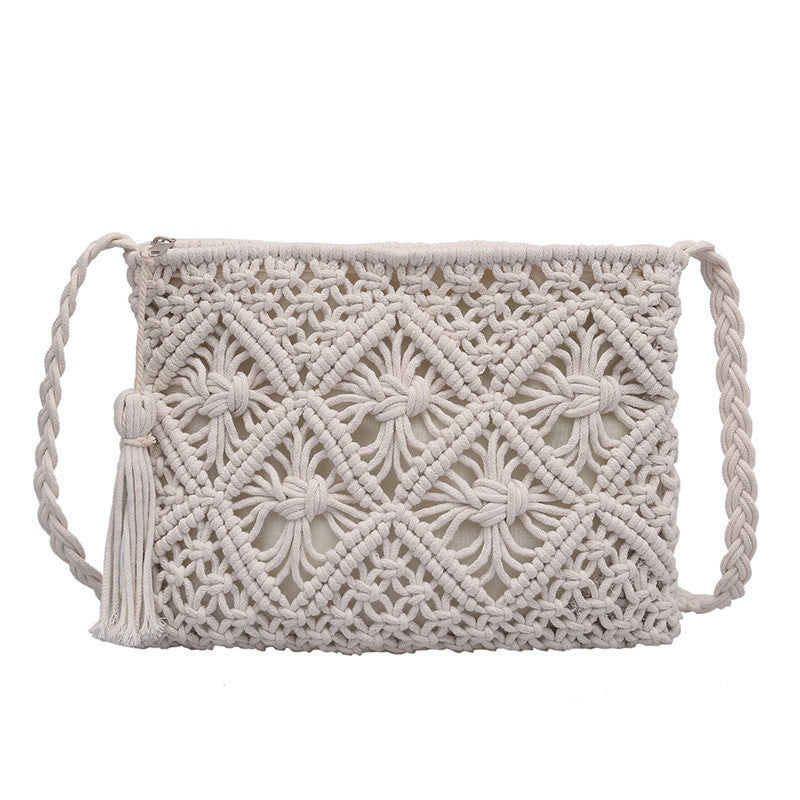 Woven Straw Bag Hand Bag Female Bag Hollow Tassel