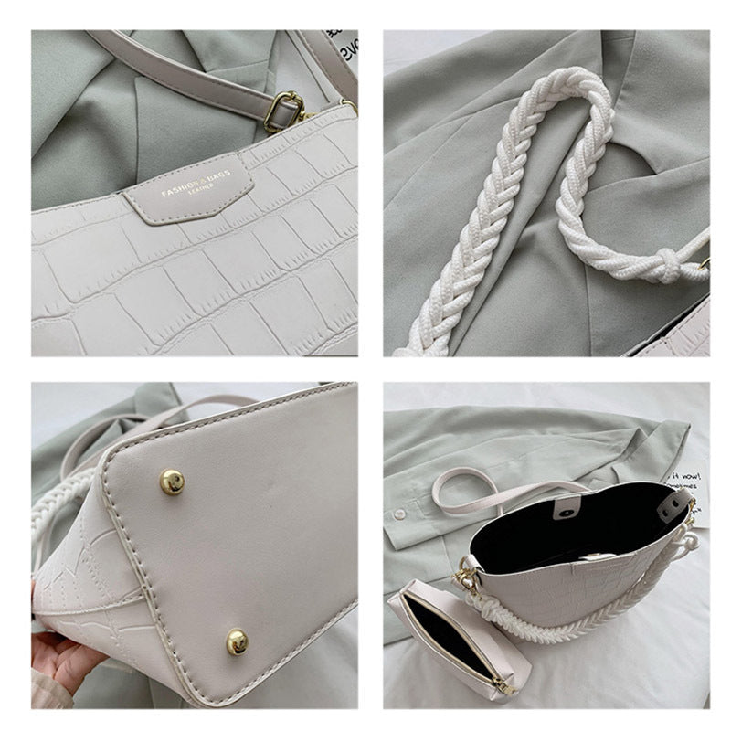 Large-capacity Shoulder Bag Female Leather Stone Pattern
