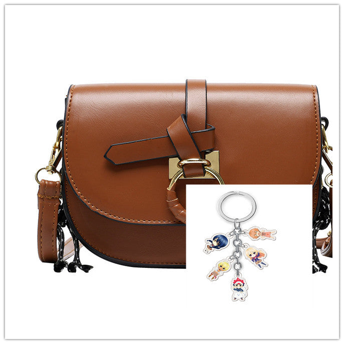 Solid Color Bag Women's Bag Single Shoulder Texture Retro Saddle Bag