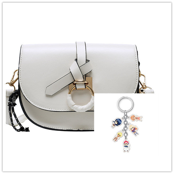 Solid Color Bag Women's Bag Single Shoulder Texture Retro Saddle Bag