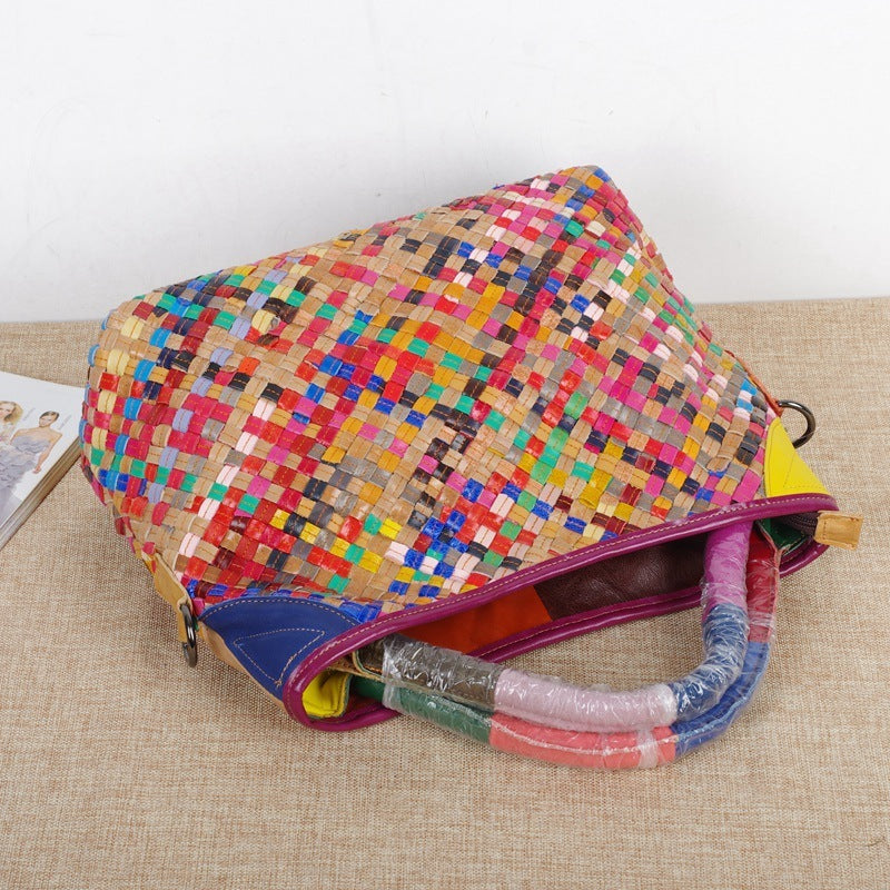 Striped ladies hand messenger bag