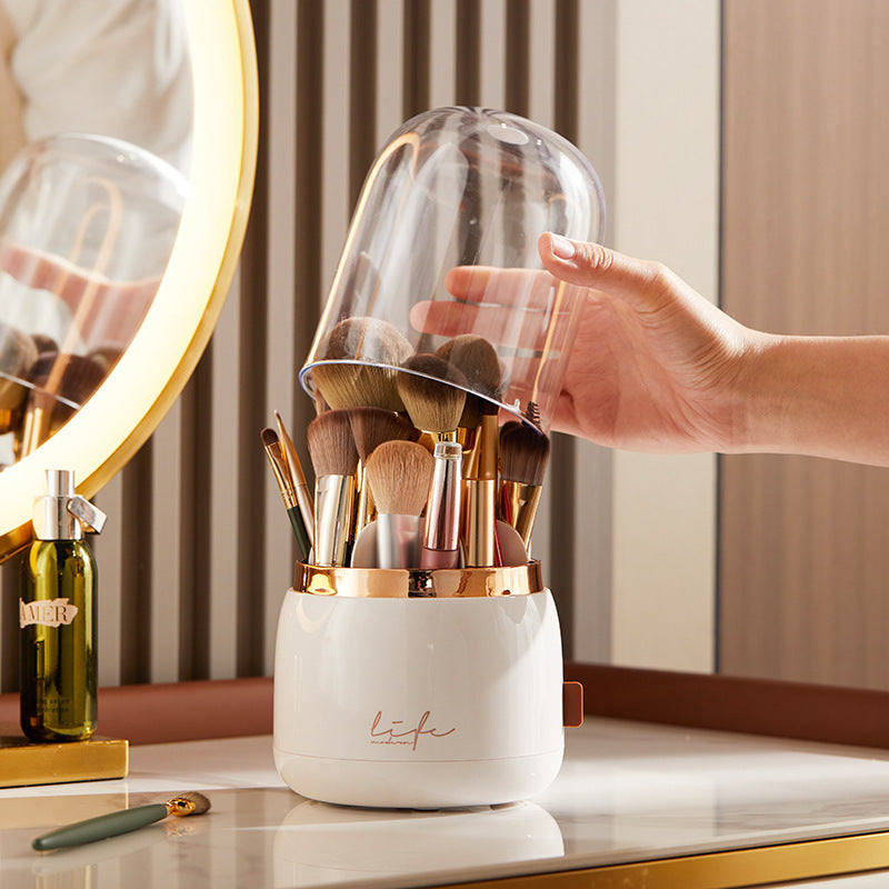 Rotating Makeup Brush Storage Tube Dustproof Eyeshadow Brush Bucket Desktop Shelf Lipstick Case Pencil Holder