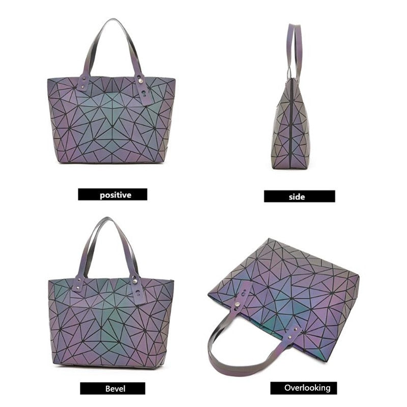 Borsa Luminosa Olografica Geometrica Set