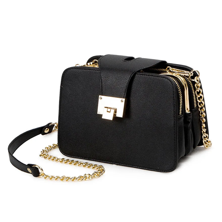 Borsa Donna Elegante a Tracolla con Catena e Fibbia
