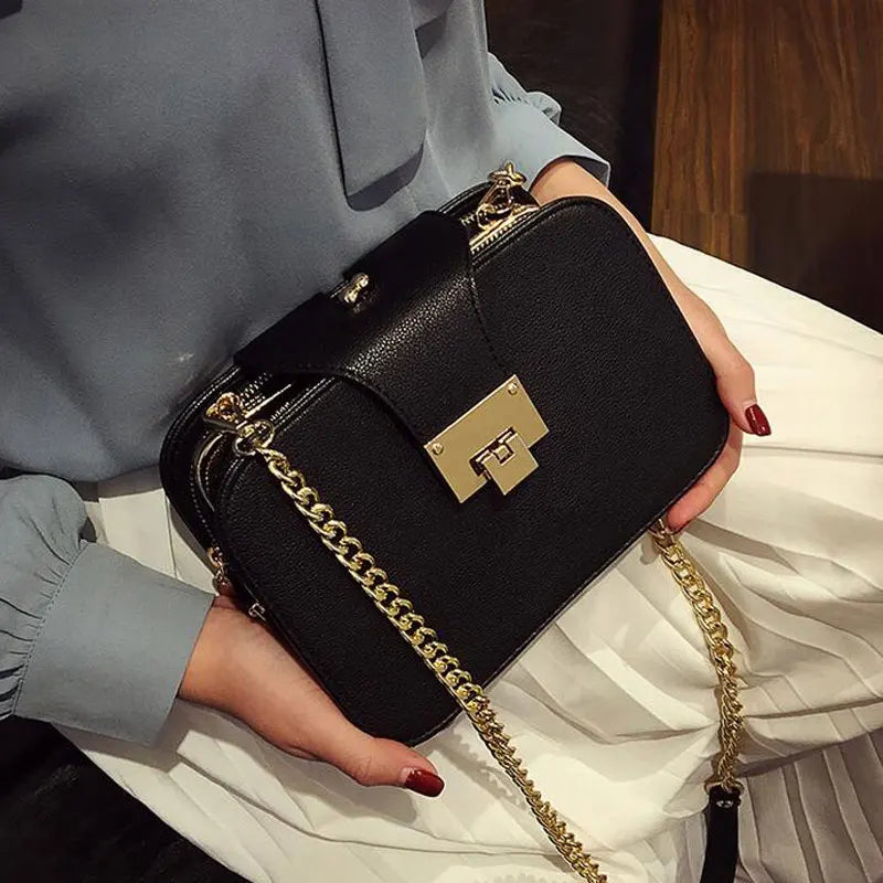 Borsa Donna Elegante a Tracolla con Catena e Fibbia