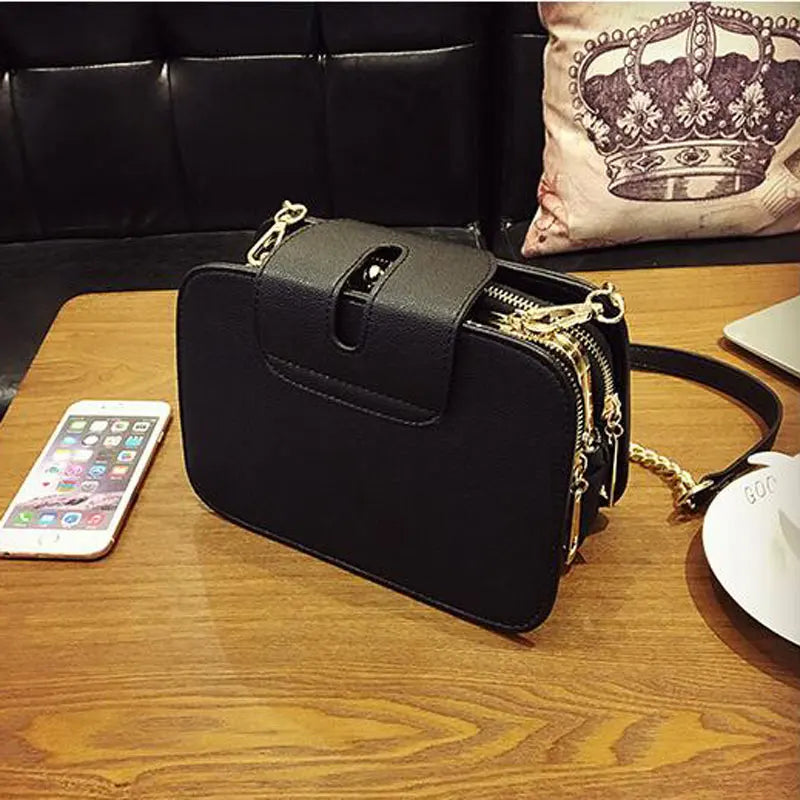 Borsa Donna Elegante a Tracolla con Catena e Fibbia