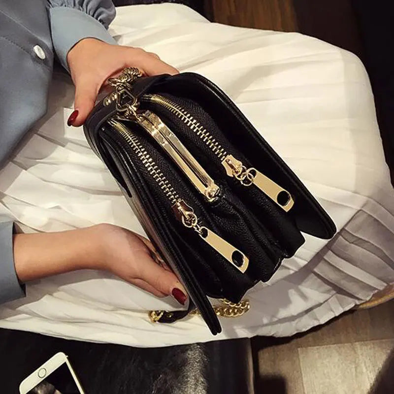 Borsa Donna Elegante a Tracolla con Catena e Fibbia