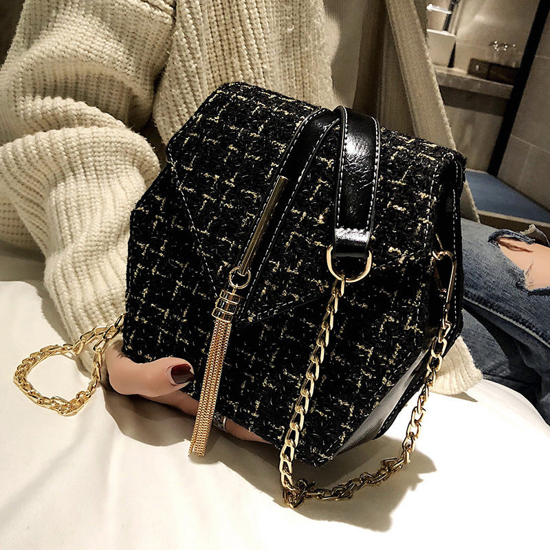 Fashion All-Match Woolen Chain Shoulder Bag