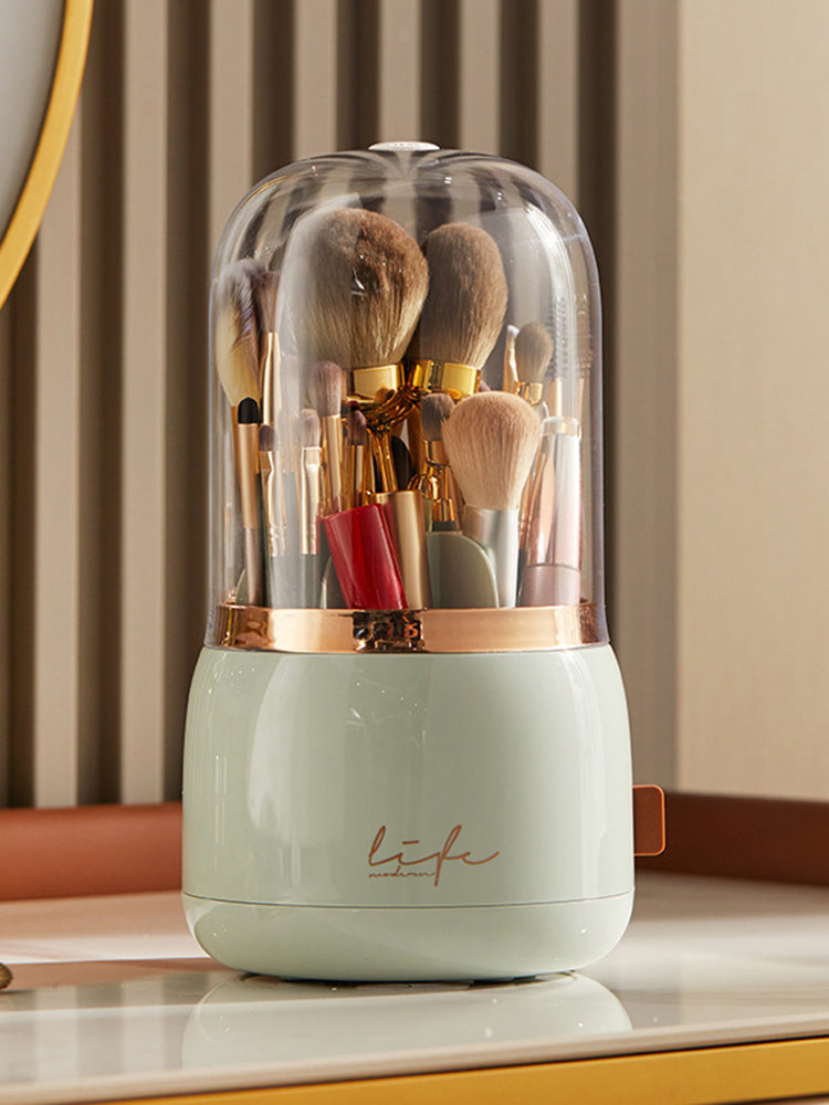 Rotating Makeup Brush Storage Tube Dustproof Eyeshadow Brush Bucket Desktop Shelf Lipstick Case Pencil Holder