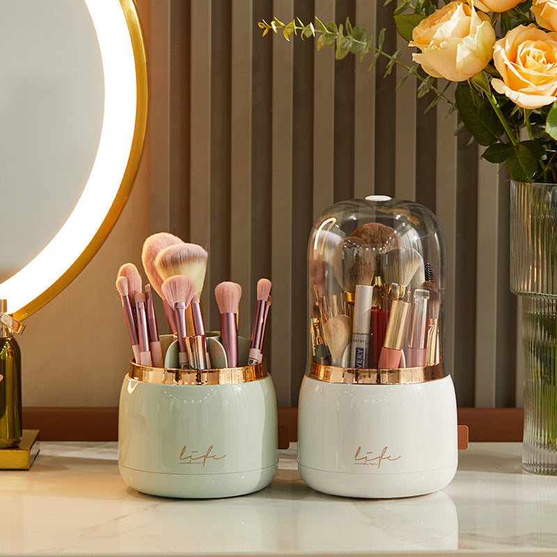 Rotating Makeup Brush Storage Tube Dustproof Eyeshadow Brush Bucket Desktop Shelf Lipstick Case Pencil Holder