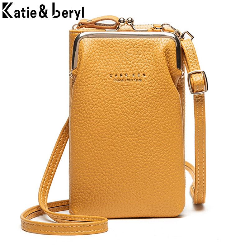 Borsa Crossbody Mini Pelle PU Gialla con Zip