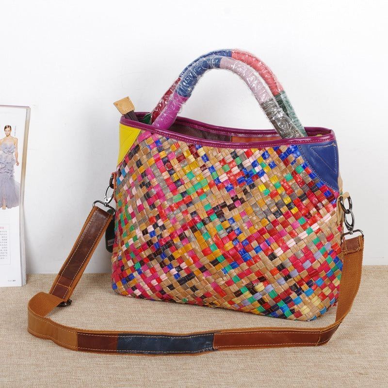 Striped ladies hand messenger bag