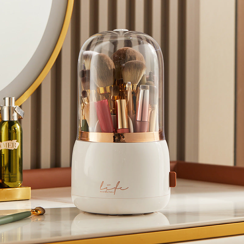 Rotating Makeup Brush Storage Tube Dustproof Eyeshadow Brush Bucket Desktop Shelf Lipstick Case Pencil Holder