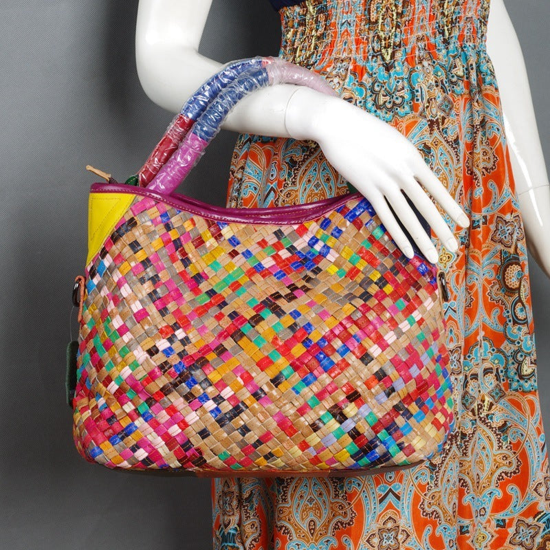 Striped ladies hand messenger bag