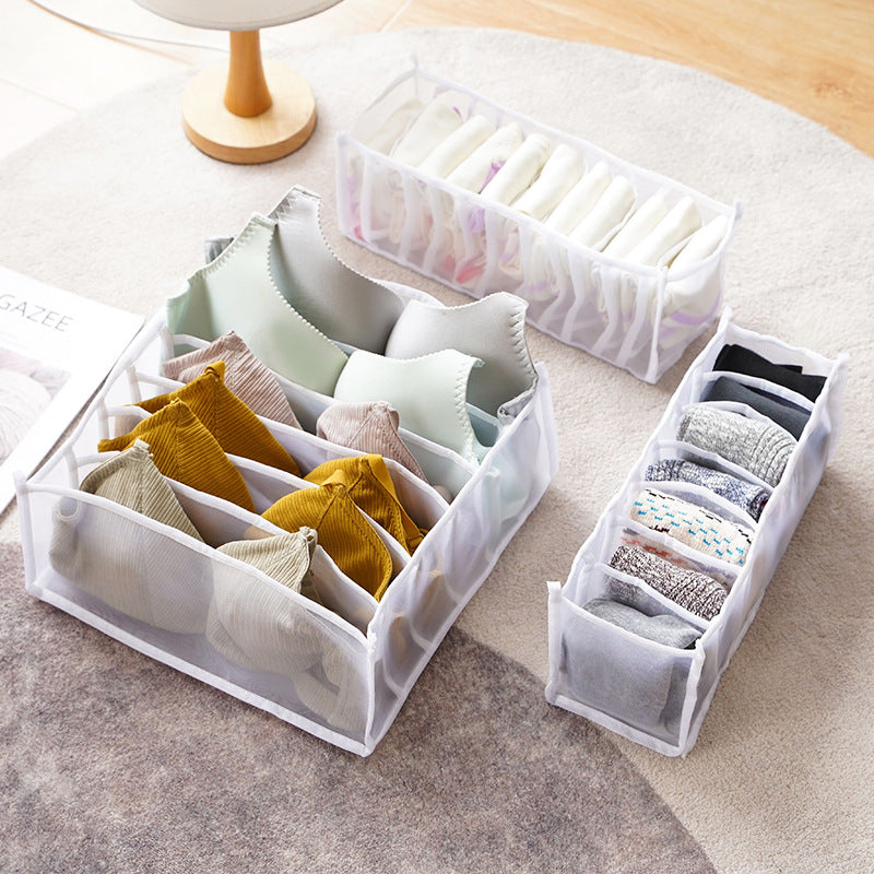 Fabric Underwear Storage Box Drawer Type Socks Artifact Put Bra Underwear Separate Lattice Wardrobe Finishing Home