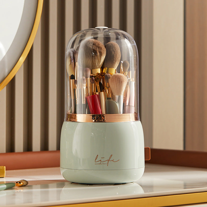 Rotating Makeup Brush Storage Tube Dustproof Eyeshadow Brush Bucket Desktop Shelf Lipstick Case Pencil Holder