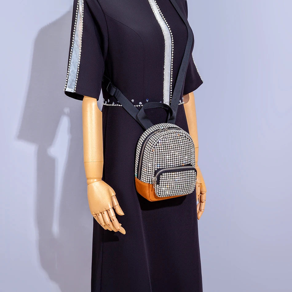 Borsa Kawaii Donna Argento con Strass a Tracolla