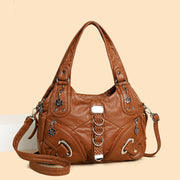 Women's Large Capacity Washed Leather Handbag