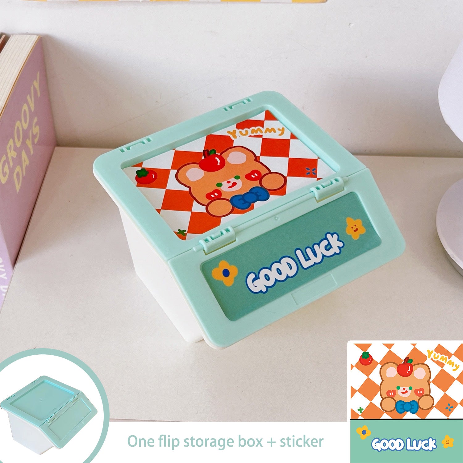 Cartoon Desktop Flip Storage Box Girl Heart Debris Box Jewelry Box Temperament Can Be Stacked Finishing Box Storage Box