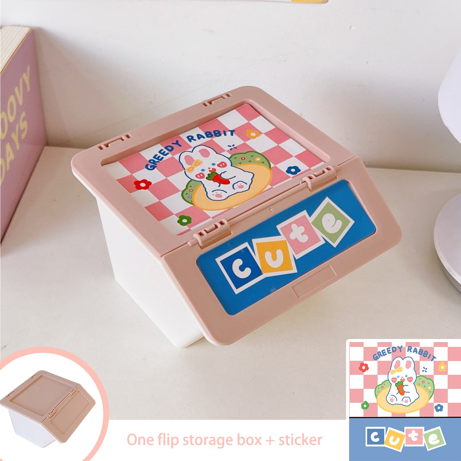 Cartoon Desktop Flip Storage Box Girl Heart Debris Box Jewelry Box Temperament Can Be Stacked Finishing Box Storage Box