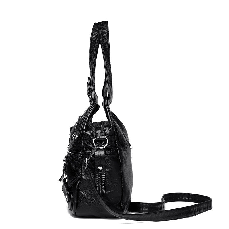 Women's Large Capacity Washed Leather Handbag