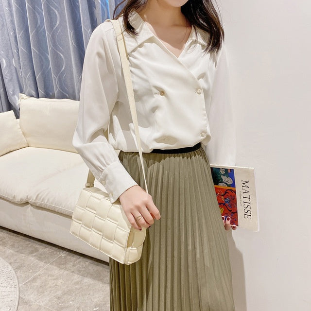 Woven bag niche single shoulder messenger bag female bag