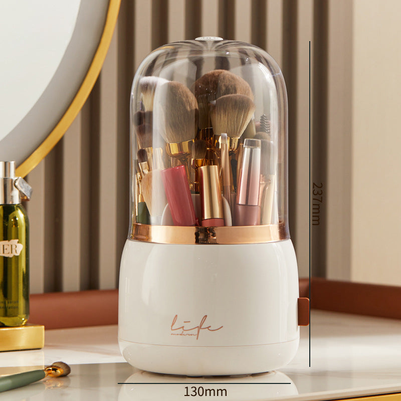 Rotating Makeup Brush Storage Tube Dustproof Eyeshadow Brush Bucket Desktop Shelf Lipstick Case Pencil Holder