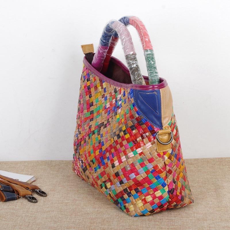 Striped ladies hand messenger bag