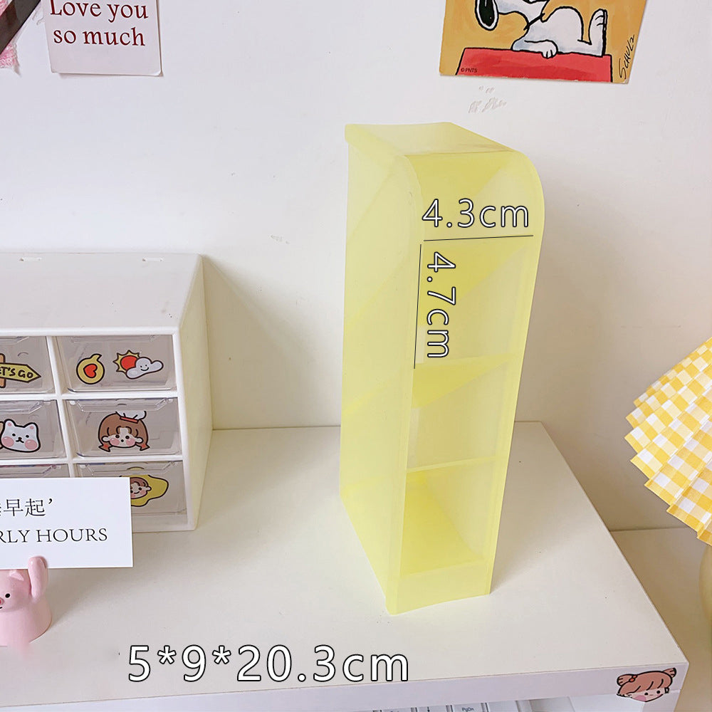 Ins Girl Heart Desktop Storage Tube Simple Wild Four-Grid Oblique Pen Holder Makeup Brush Lipstick Storage Box