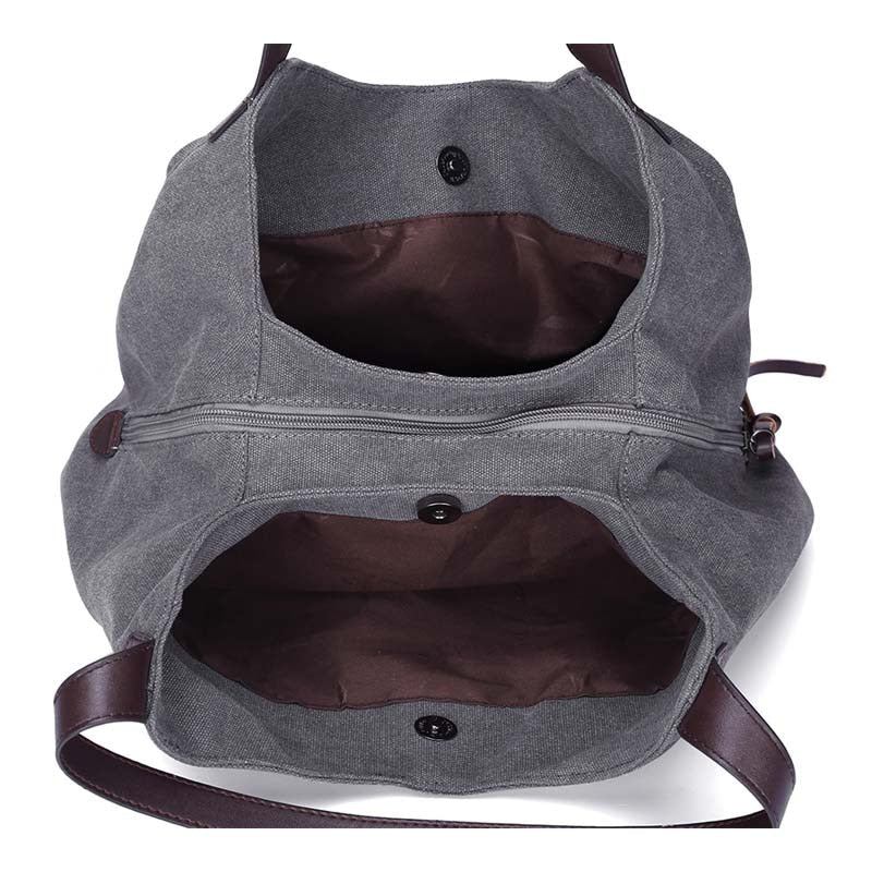 Borsa Grande Donna Canvas con Tasche e Zip Elegante