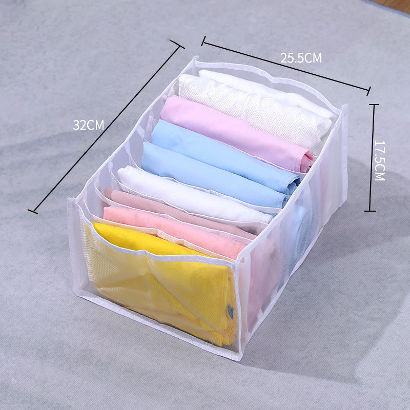 Mesh Clothes Storage Box Jeans Pants Sorting Box Wardrobe Wardrobe Clothes Drawer Divider Bag