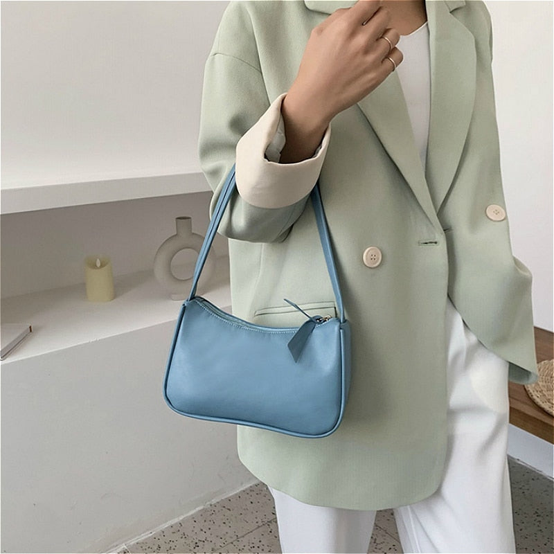 Borsa Baguette Viola Retro Pelle PU