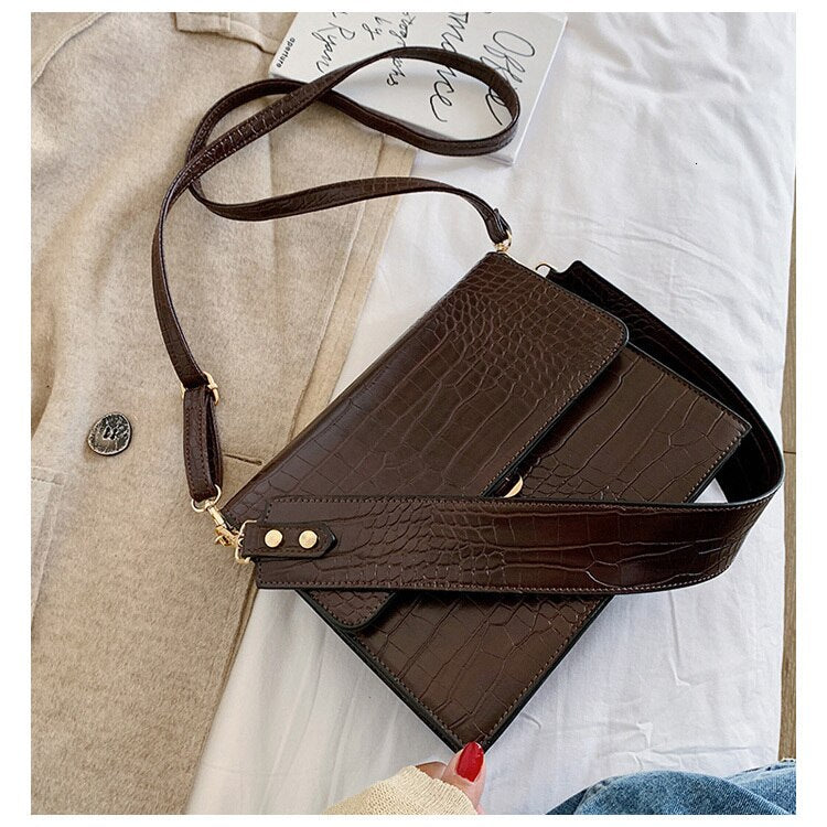 Borsa Vintage Retro Pelle PU Effetto Coccodrillo