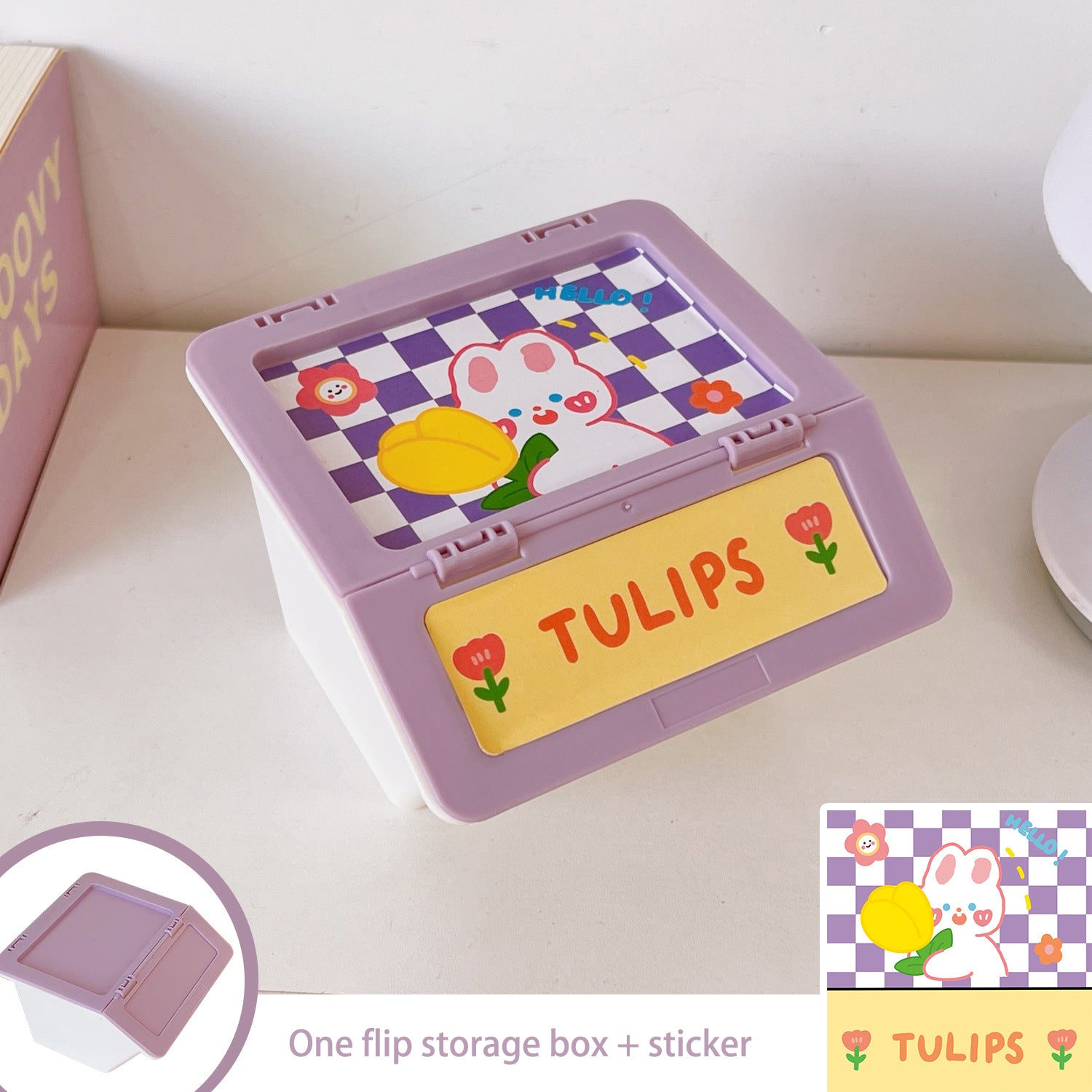 Cartoon Desktop Flip Storage Box Girl Heart Debris Box Jewelry Box Temperament Can Be Stacked Finishing Box Storage Box