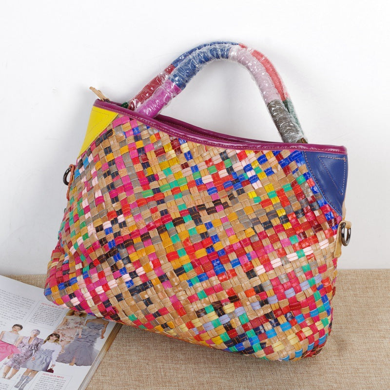 Striped ladies hand messenger bag