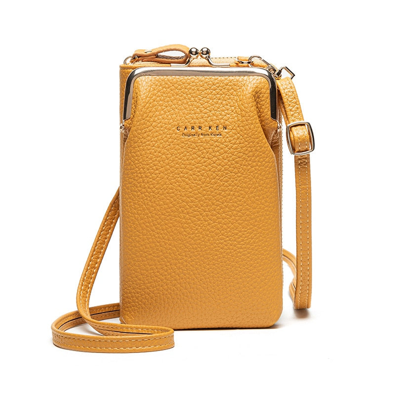 Borsa Crossbody Mini Pelle PU Gialla con Zip