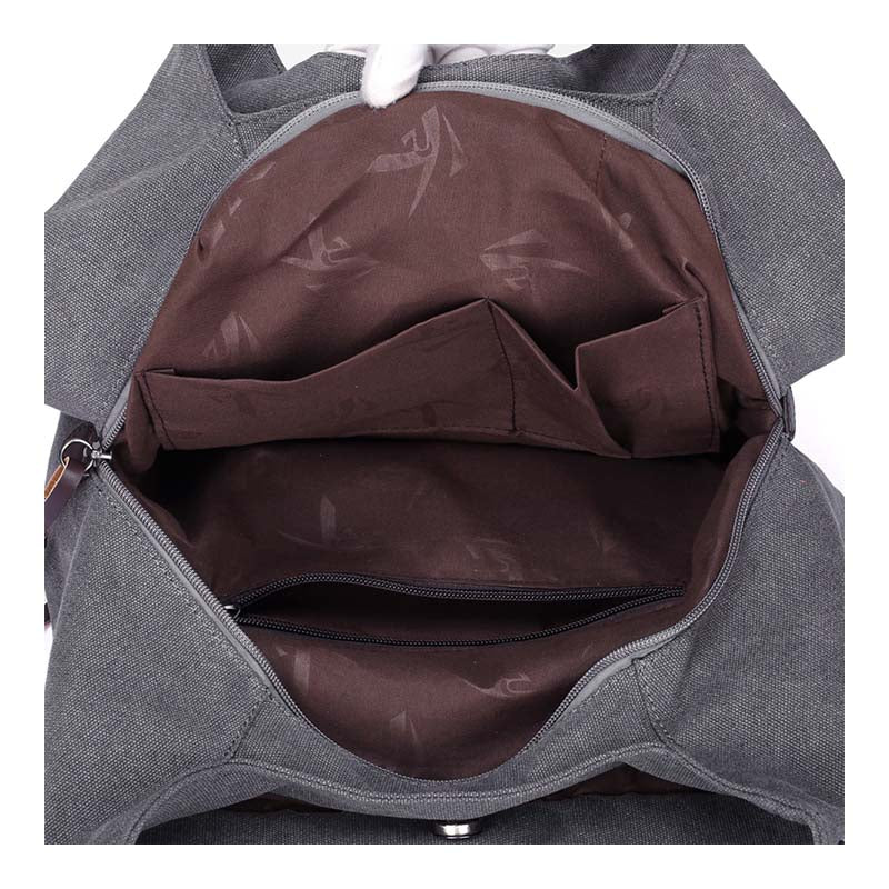 Borsa Grande Donna Canvas con Tasche e Zip Elegante