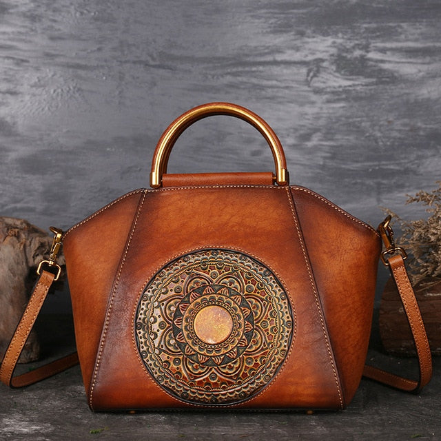 Borsa Donna Elegante in Vera Pelle Artigianale Retro