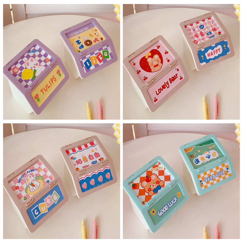 Cartoon Desktop Flip Storage Box Girl Heart Debris Box Jewelry Box Temperament Can Be Stacked Finishing Box Storage Box