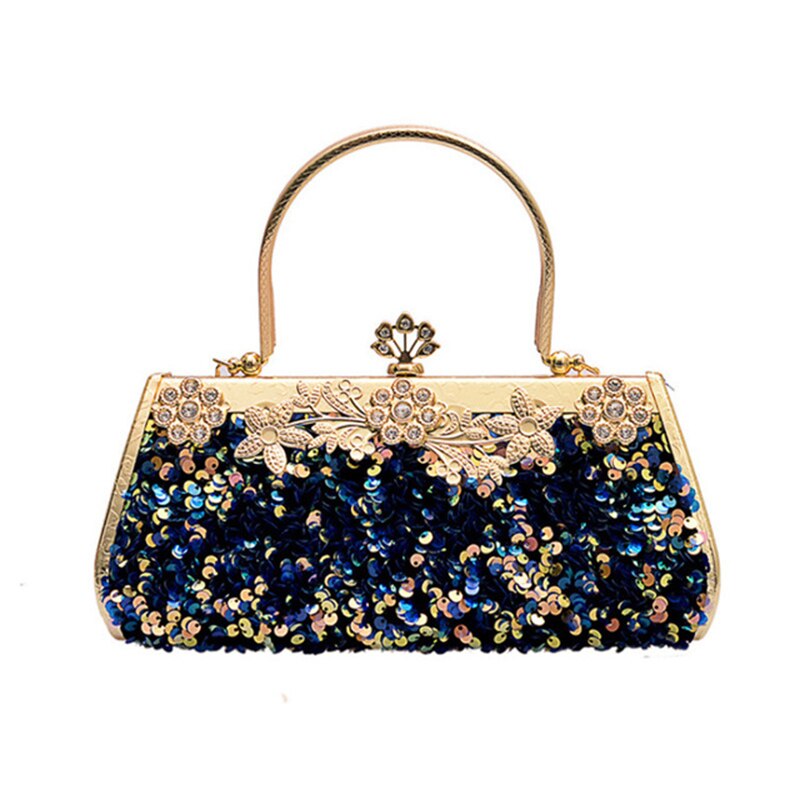 Pochette Elegante Nera Donna con Strass e Paillettes