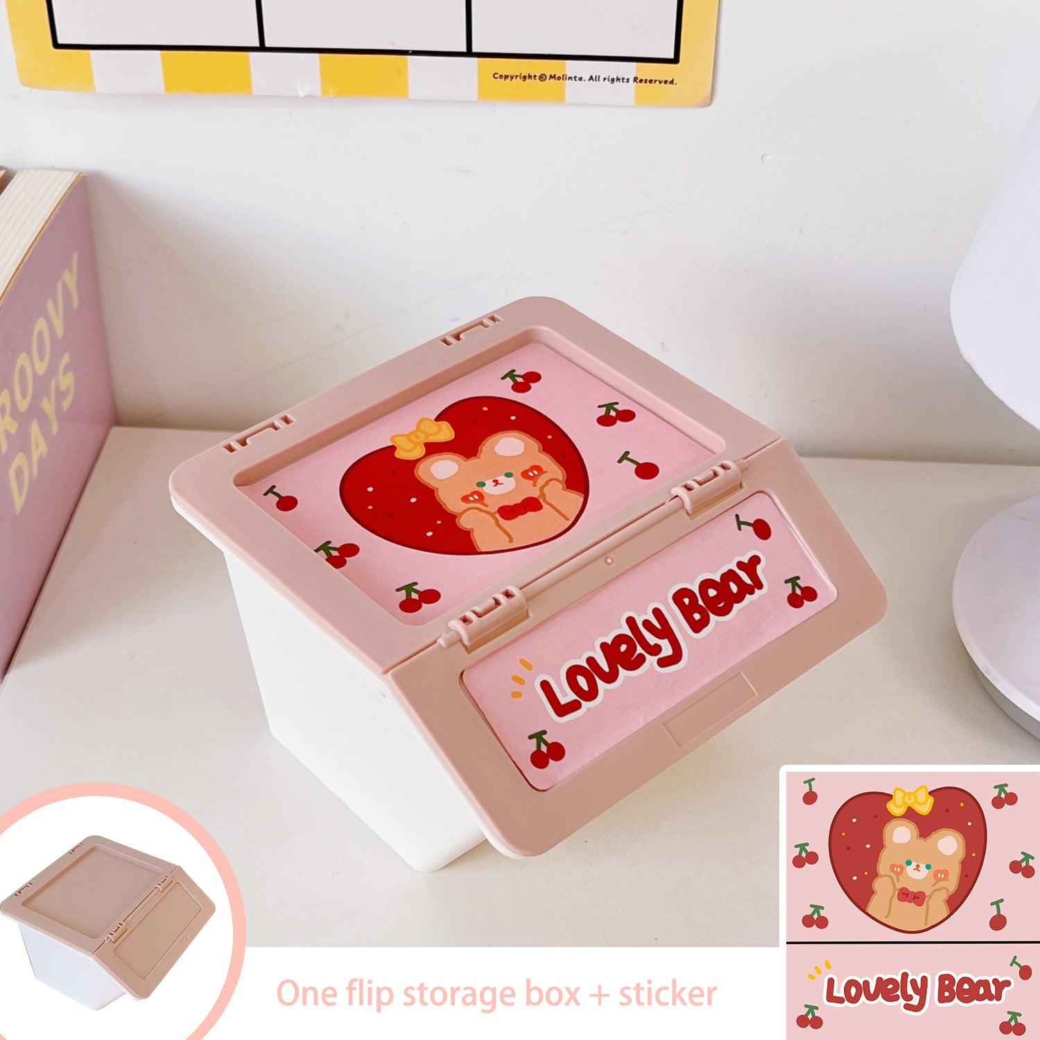 Cartoon Desktop Flip Storage Box Girl Heart Debris Box Jewelry Box Temperament Can Be Stacked Finishing Box Storage Box