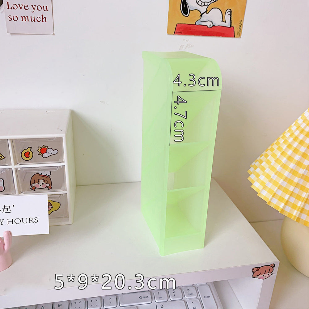 Ins Girl Heart Desktop Storage Tube Simple Wild Four-Grid Oblique Pen Holder Makeup Brush Lipstick Storage Box