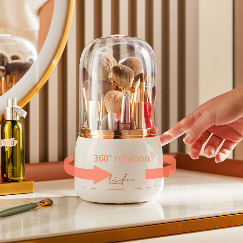 Rotating Makeup Brush Storage Tube Dustproof Eyeshadow Brush Bucket Desktop Shelf Lipstick Case Pencil Holder