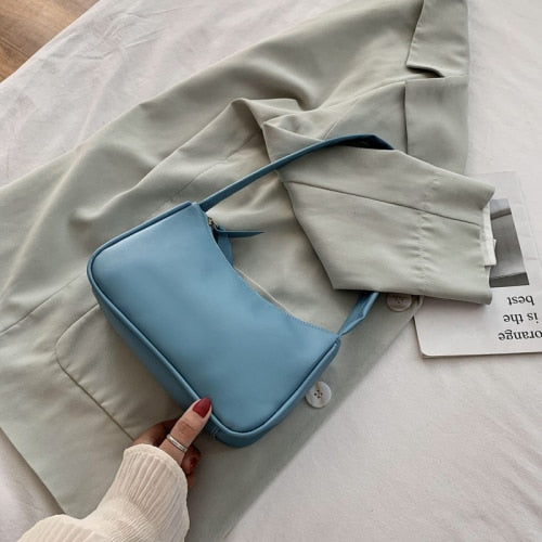 Borsa Baguette Viola Retro Pelle PU