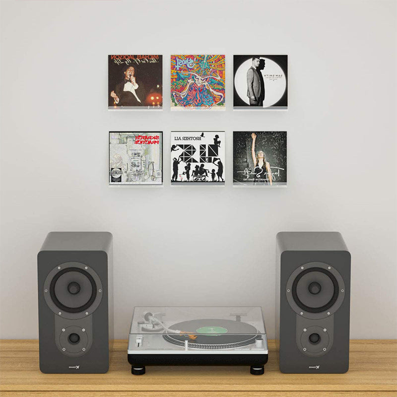 Transparent Acrylic Record Shelf Stand Wall Mounted Record Holder Album Display Storage Rack