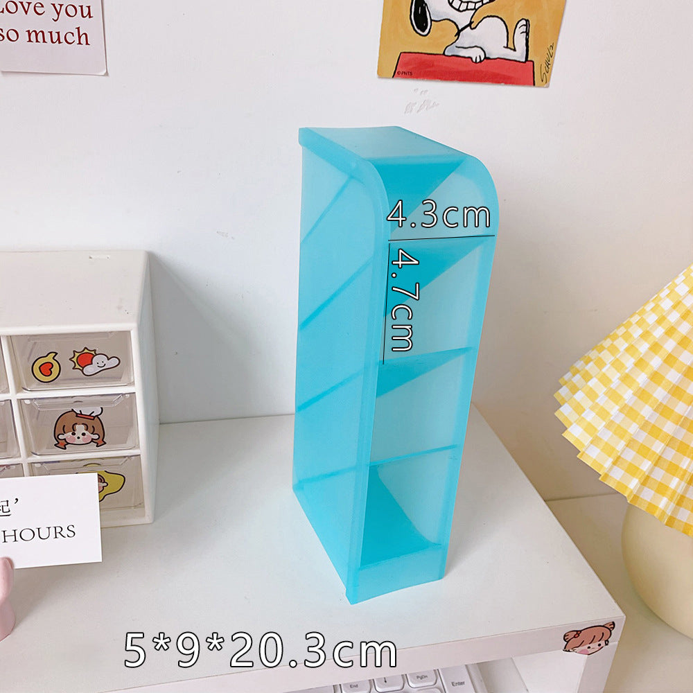 Ins Girl Heart Desktop Storage Tube Simple Wild Four-Grid Oblique Pen Holder Makeup Brush Lipstick Storage Box