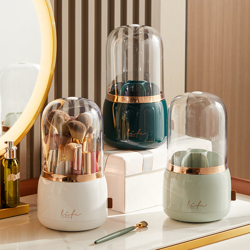 Rotating Makeup Brush Storage Tube Dustproof Eyeshadow Brush Bucket Desktop Shelf Lipstick Case Pencil Holder
