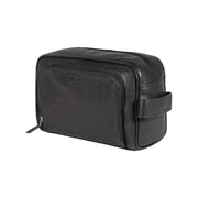 K0025AB | Beauty Case con maniglia laterale in Vera Pelle pieno fiore con leggera grana – Colore Nero. Chiusura con lampo, Dimensioni: cm 25 x 16 x 12. Confezione: Sacchetto Tnt-0